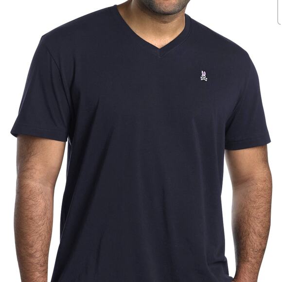 Psycho Bunny V-Neck Logo Pima Cotton T-Shirt Navy Blue | Big Man XXXL - Picture 16 of 16